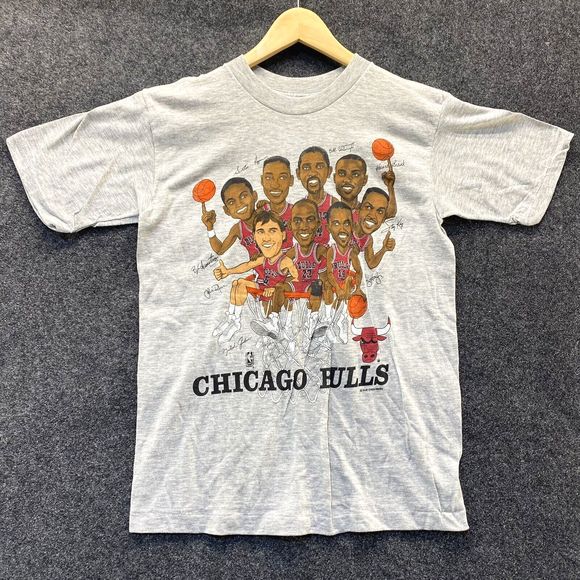 Chicago Bulls Shirt Hoopla Caricature NBA Vintage 90s - Picture 1 of 8